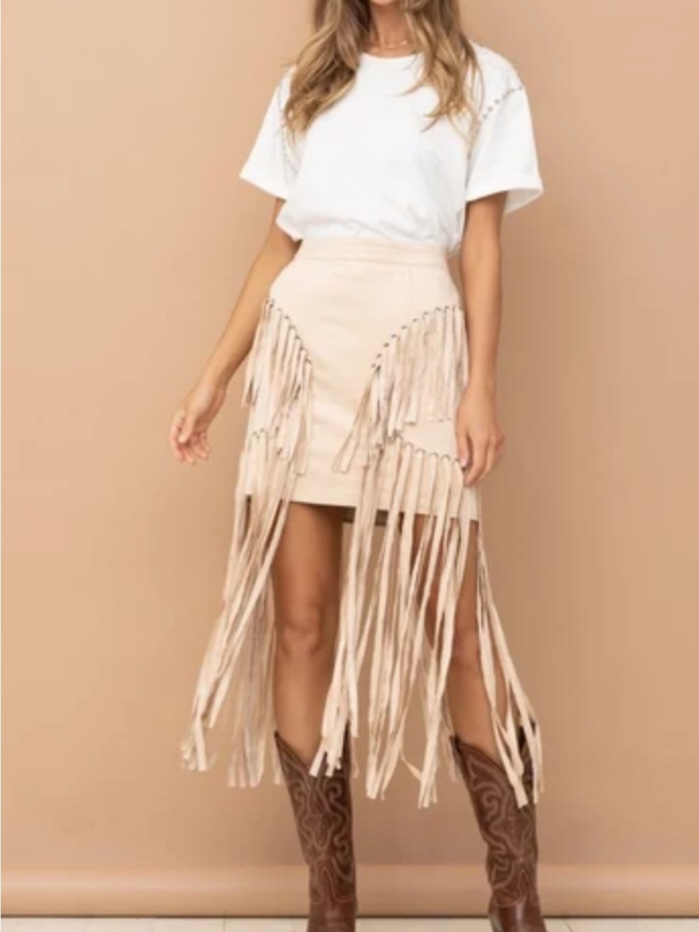 NWOT Blue B Fringed Faux Suede High Waist Mini Skirt